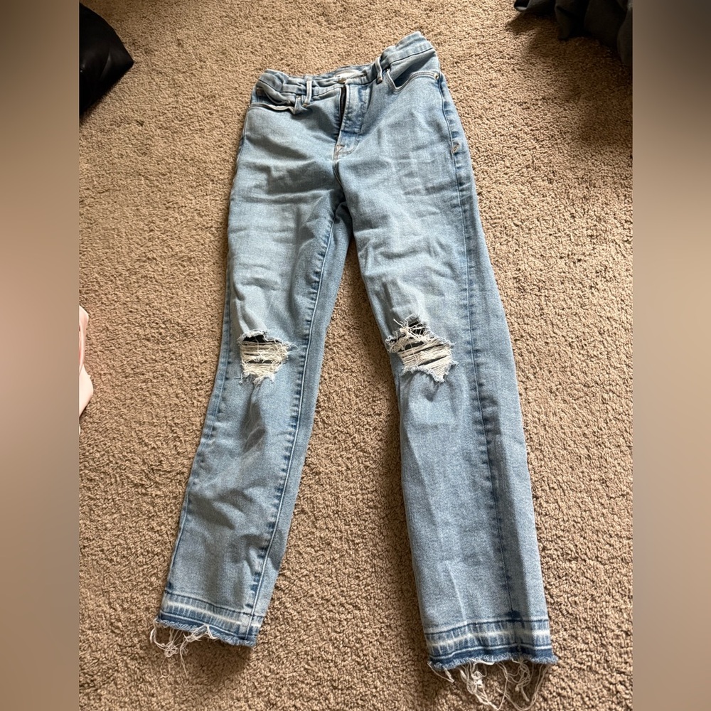 Good American Distressed Light Blue Women's Jeans